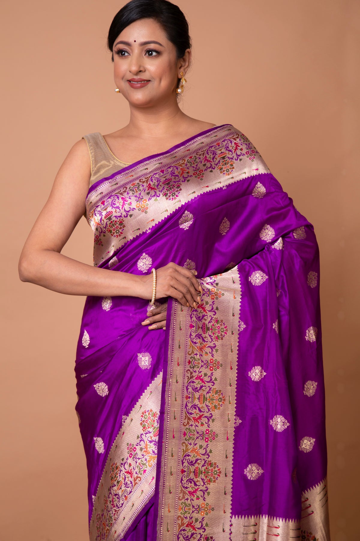 Banarasi Silk Butta Purple Saree