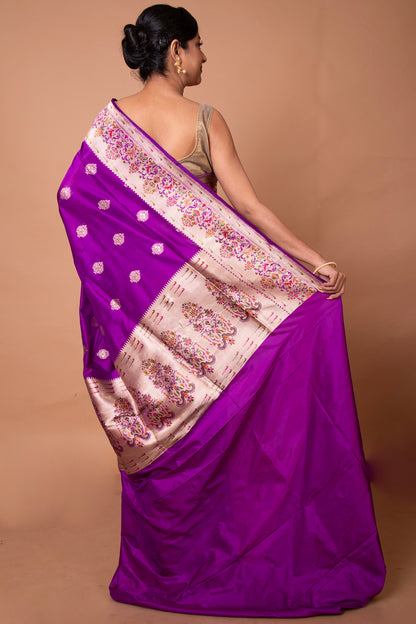 Banarasi Silk Butta Purple Saree
