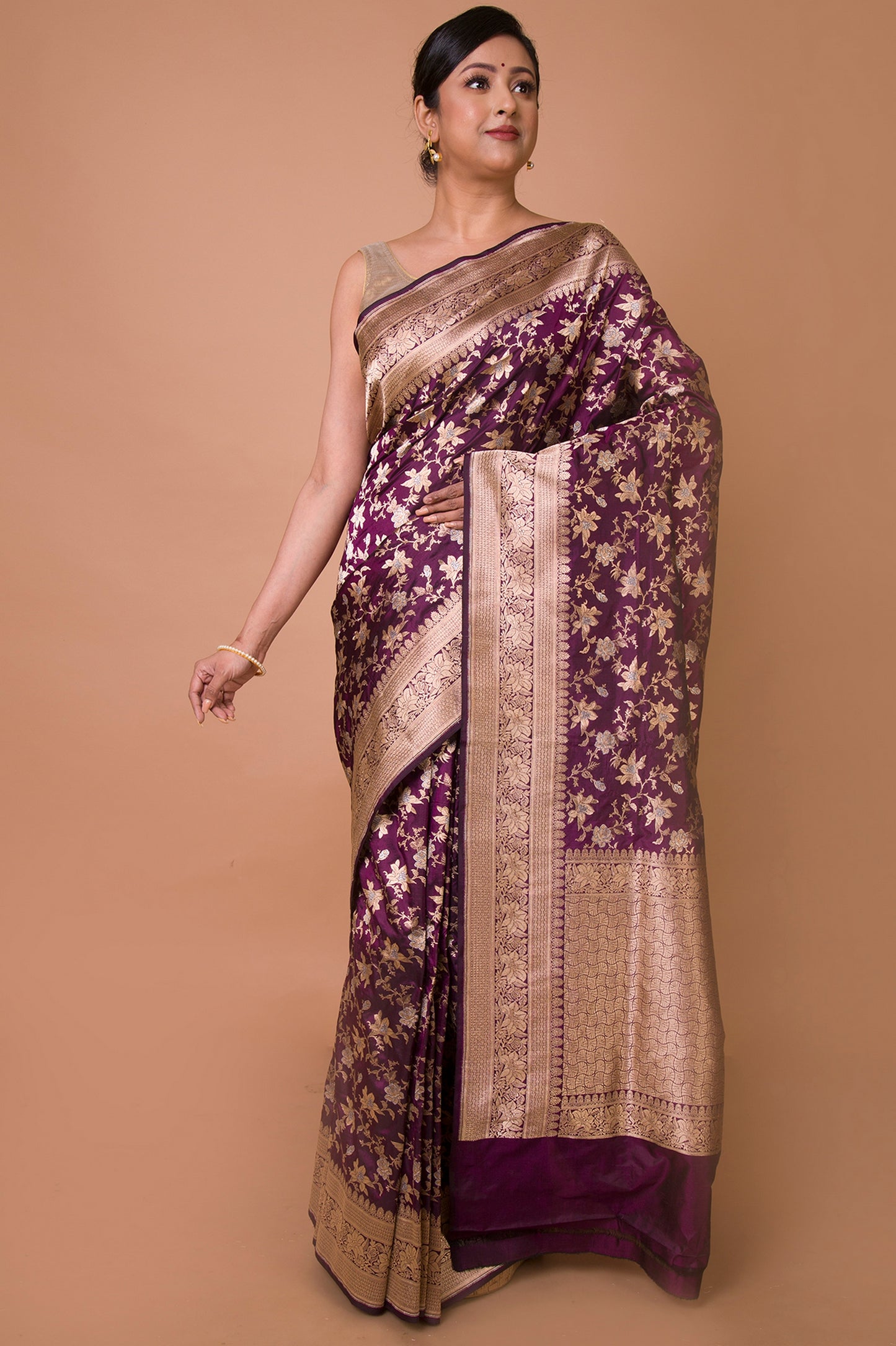 Banarasi Silk Jaal Purple Saree