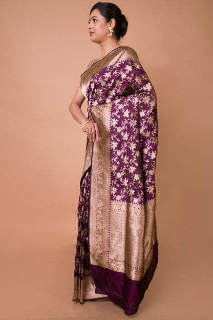 Banarasi Silk Jaal Purple Saree