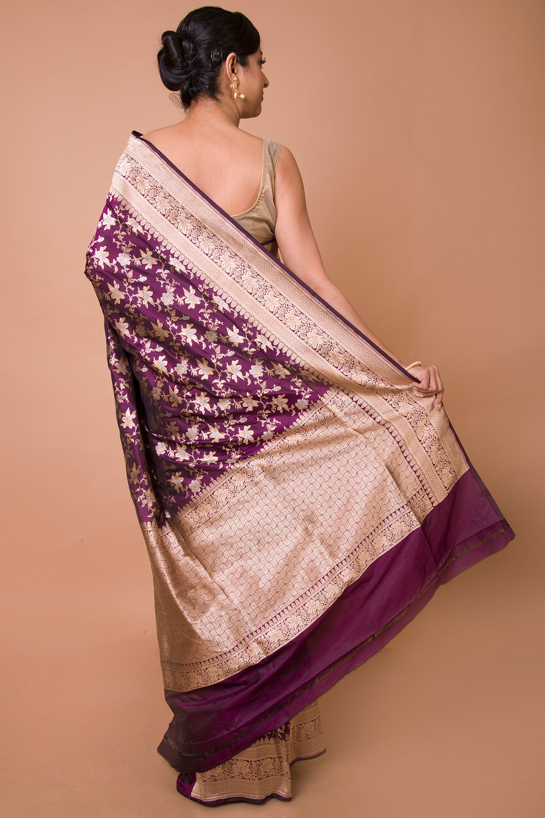 Banarasi Silk Jaal Purple Saree