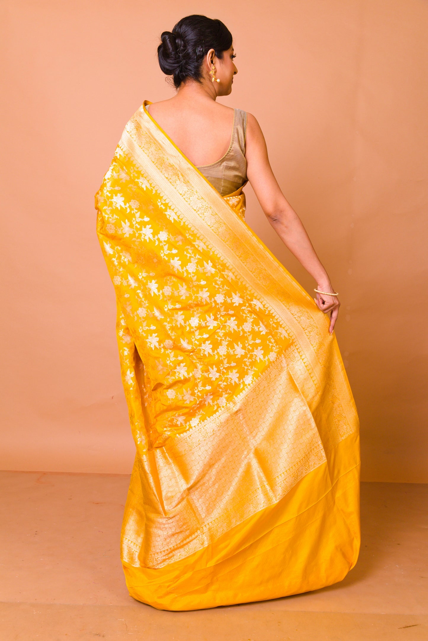Banarasi Silk Jaal Yellow Saree