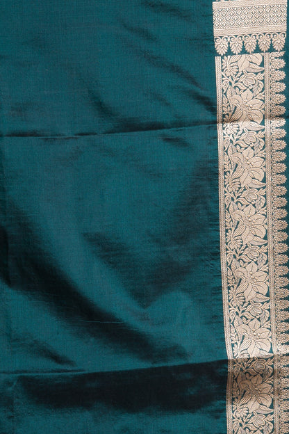Banarasi Silk Floral Brocade Bottle Green Saree