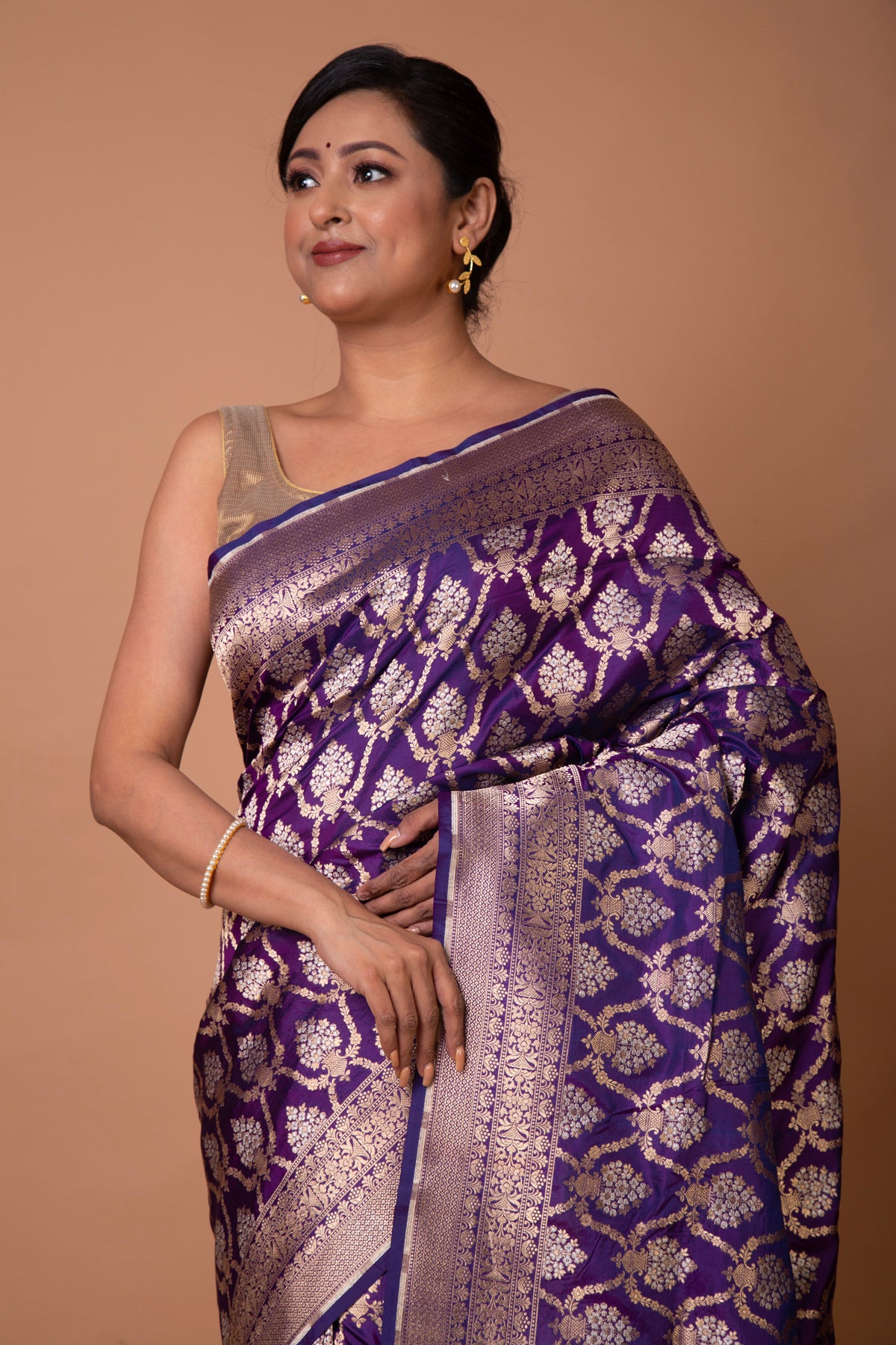 Banarasi Silk Jaal Violet Saree