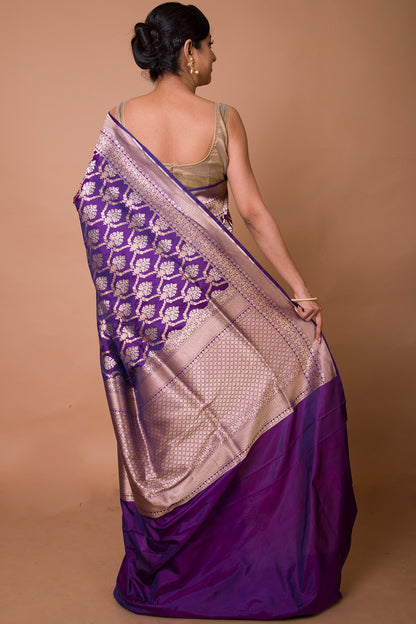 Banarasi Silk Jaal Violet Saree