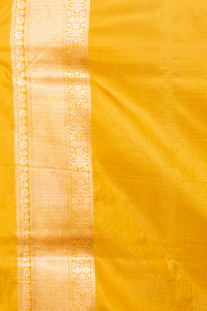 Banarasi Silk Floral Brocade Yellow Saree