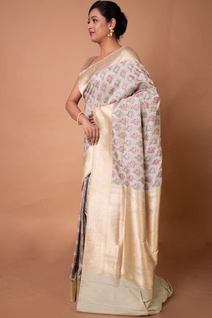 Banarasi Silk Floral Brocade Pastel Green Saree