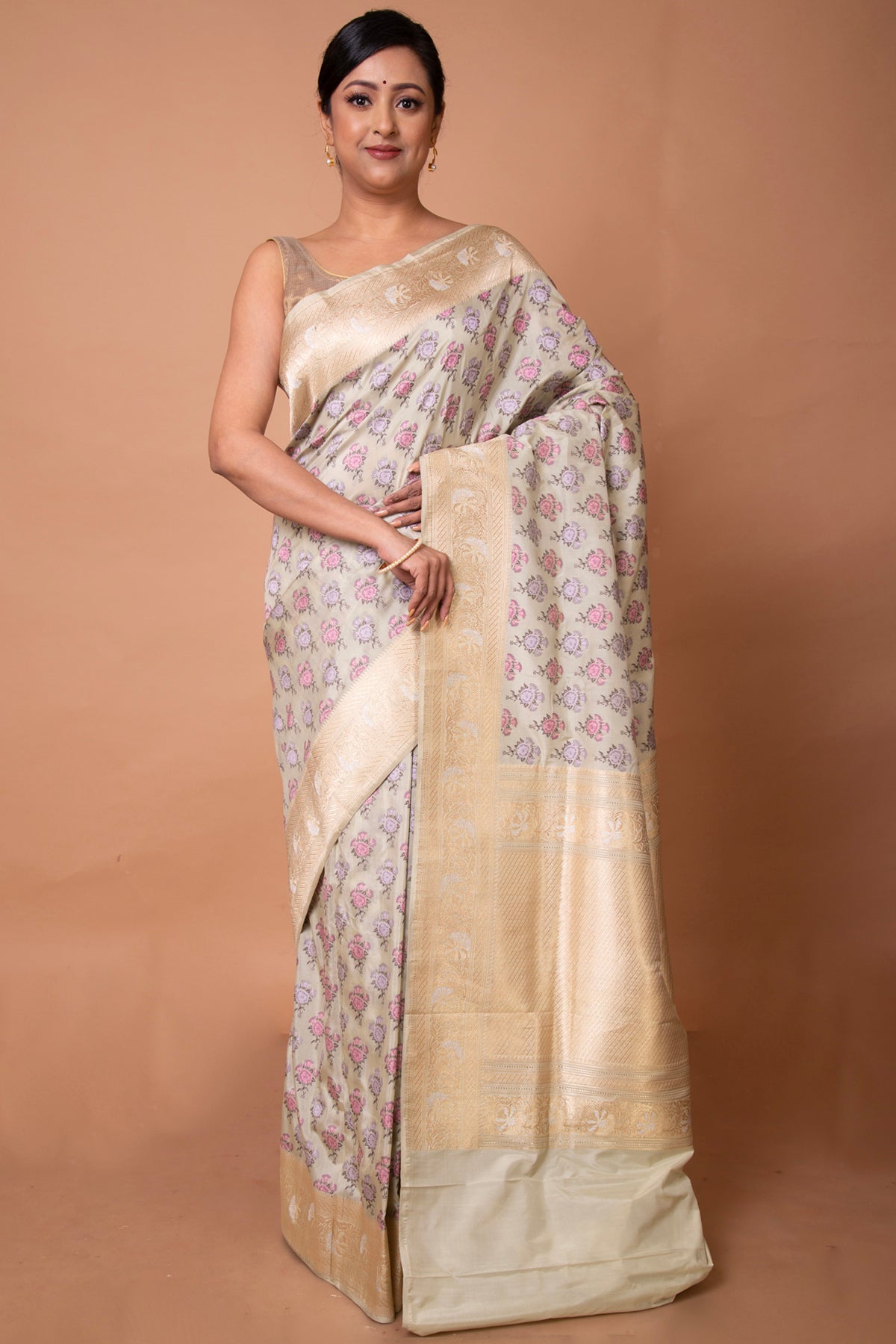 Banarasi Silk Floral Brocade Pastel Green Saree