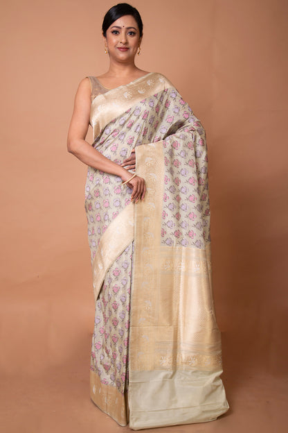 Banarasi Silk Floral Brocade Pastel Green Saree