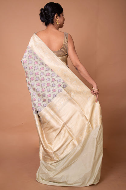 Banarasi Silk Floral Brocade Pastel Green Saree