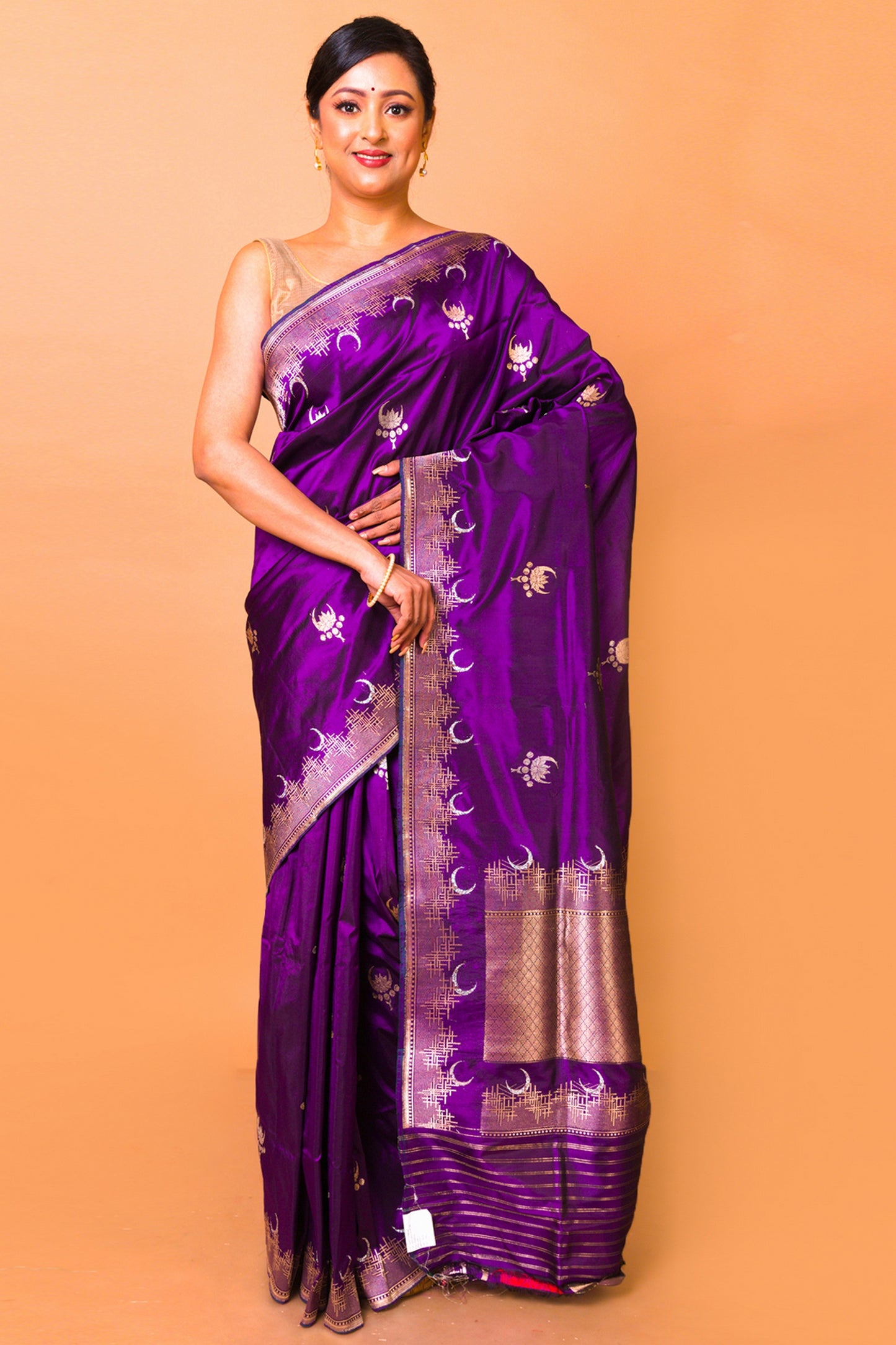 Banarasi Silk Butta Purple Saree