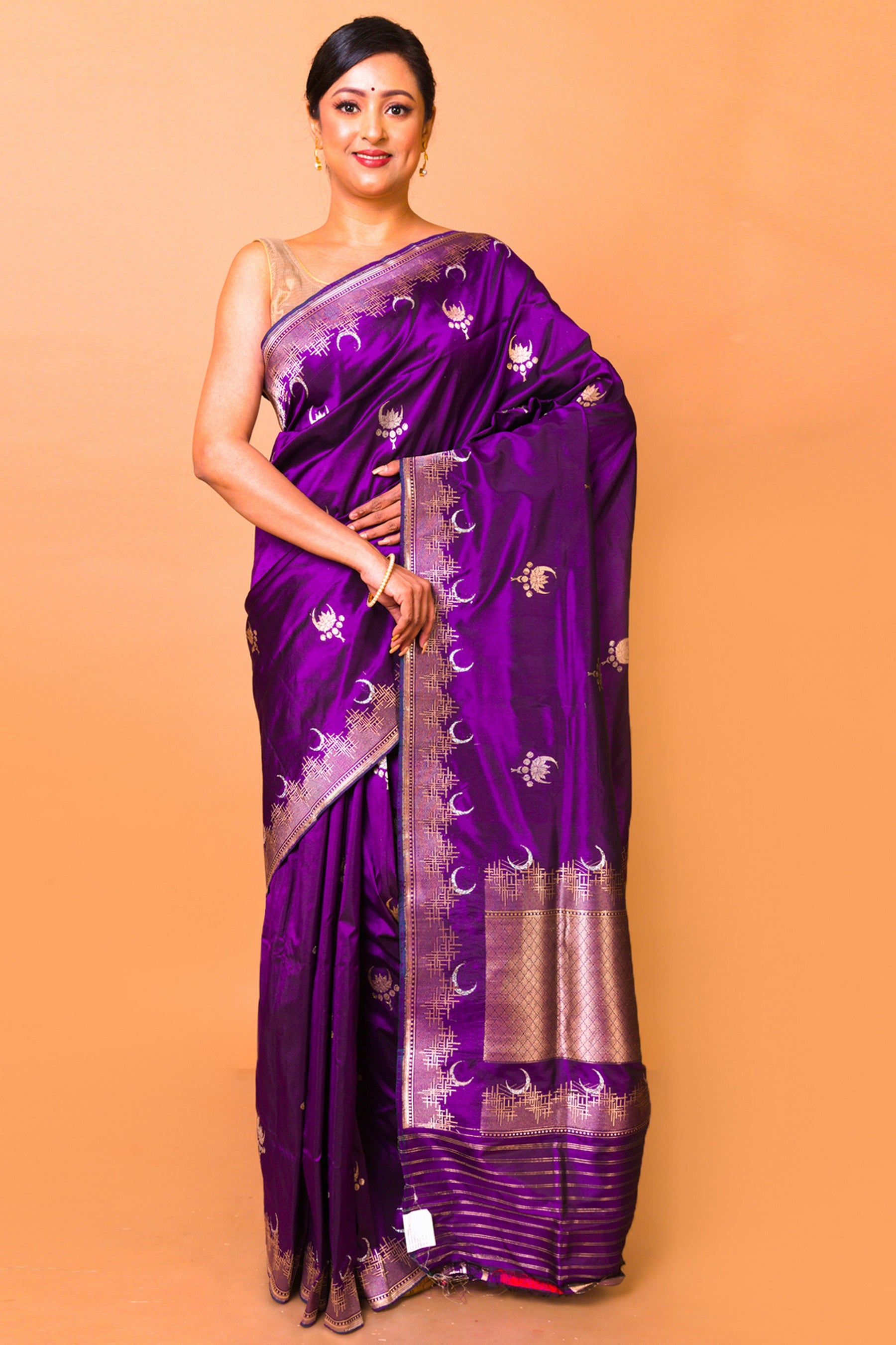 Banarasi Silk Butta Purple Saree