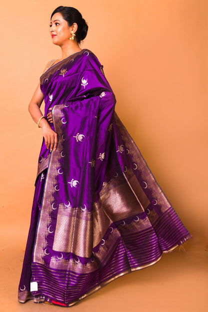 Banarasi Silk Butta Purple Saree