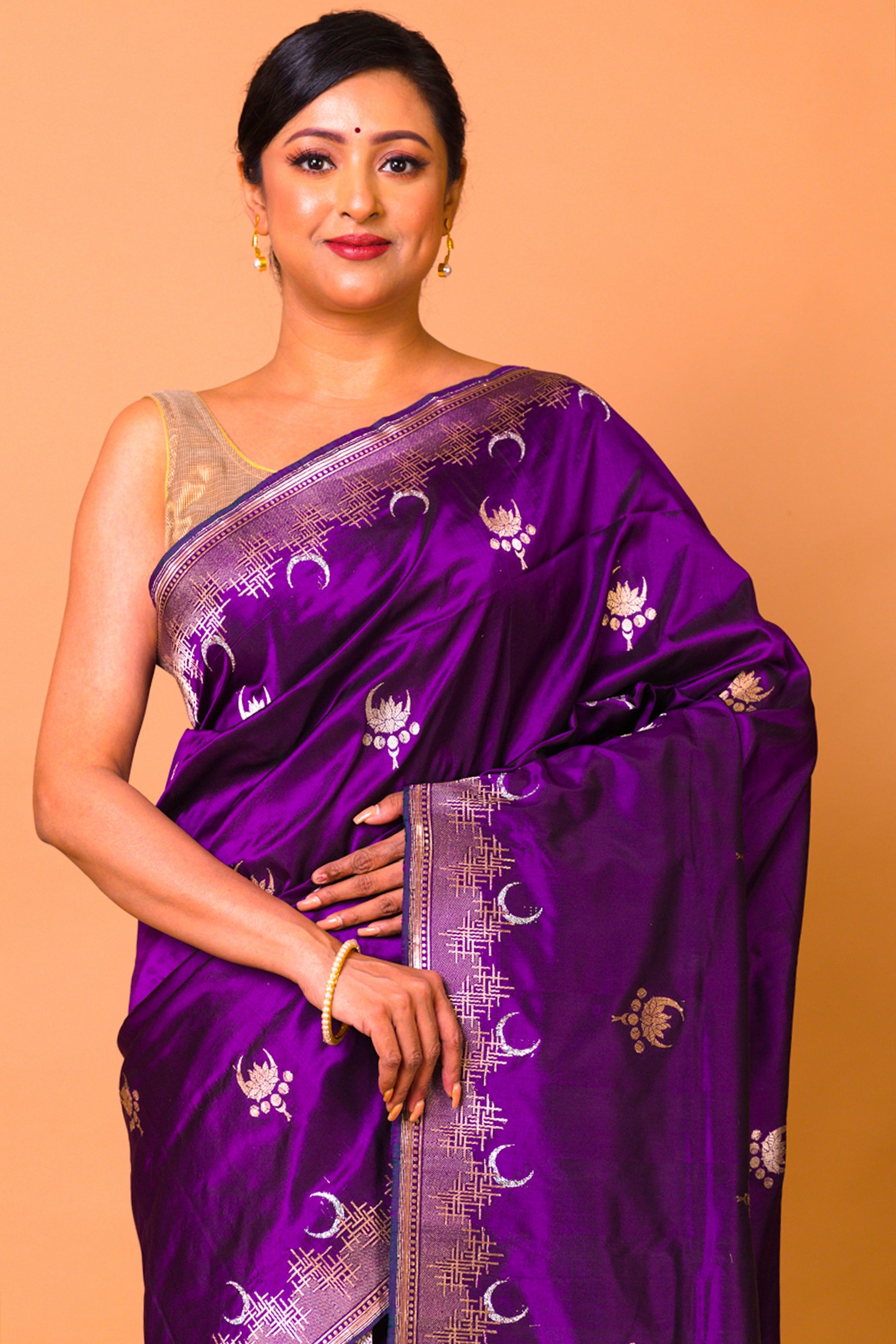 Banarasi Silk Butta Purple Saree