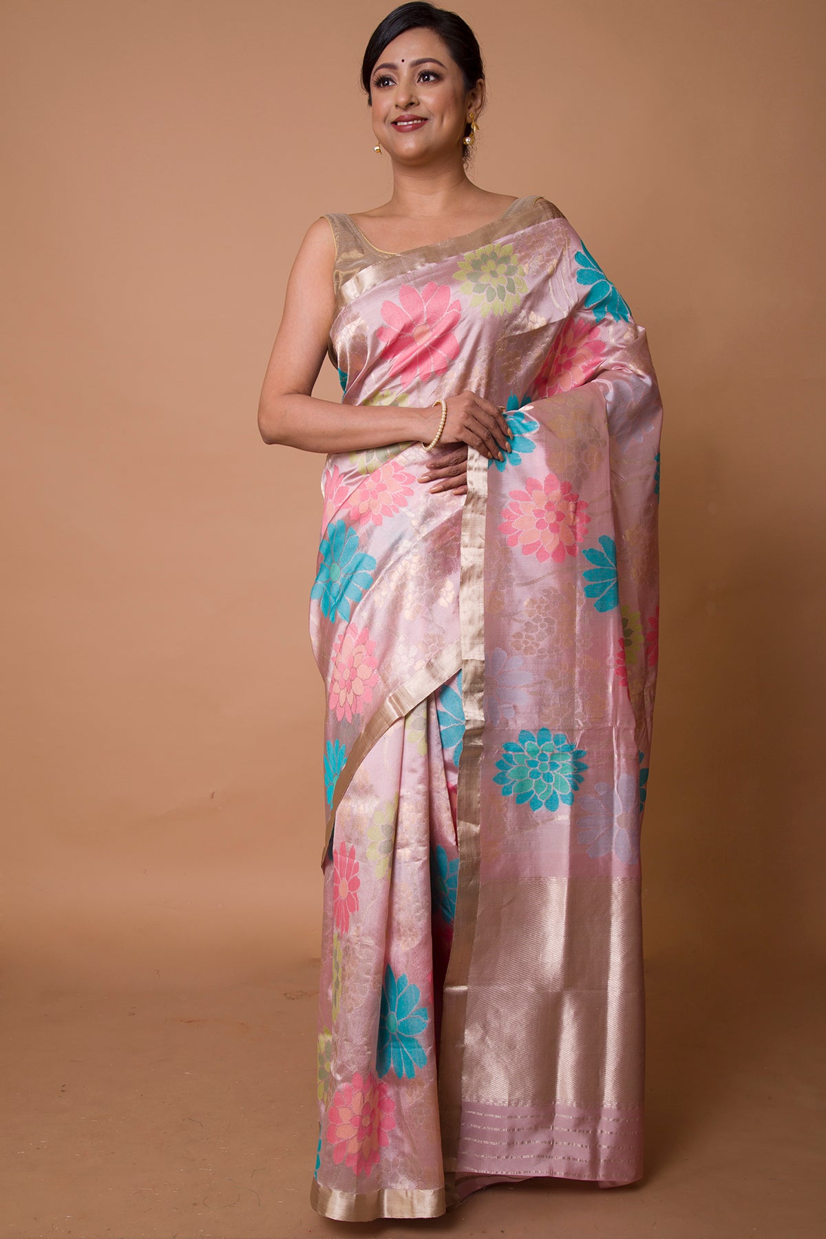 Banarasi Silk Floral Brocade Pastel Pink Saree