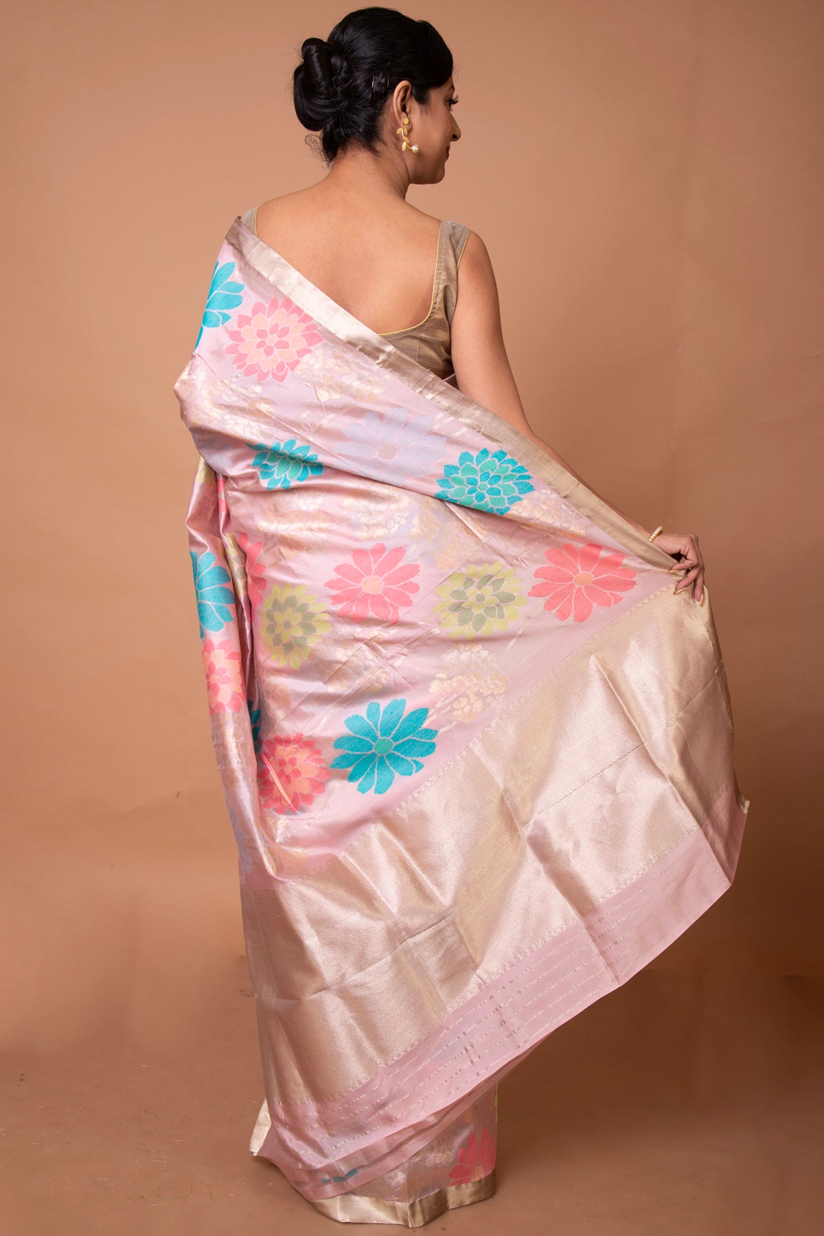 Banarasi Silk Floral Brocade Pastel Pink Saree