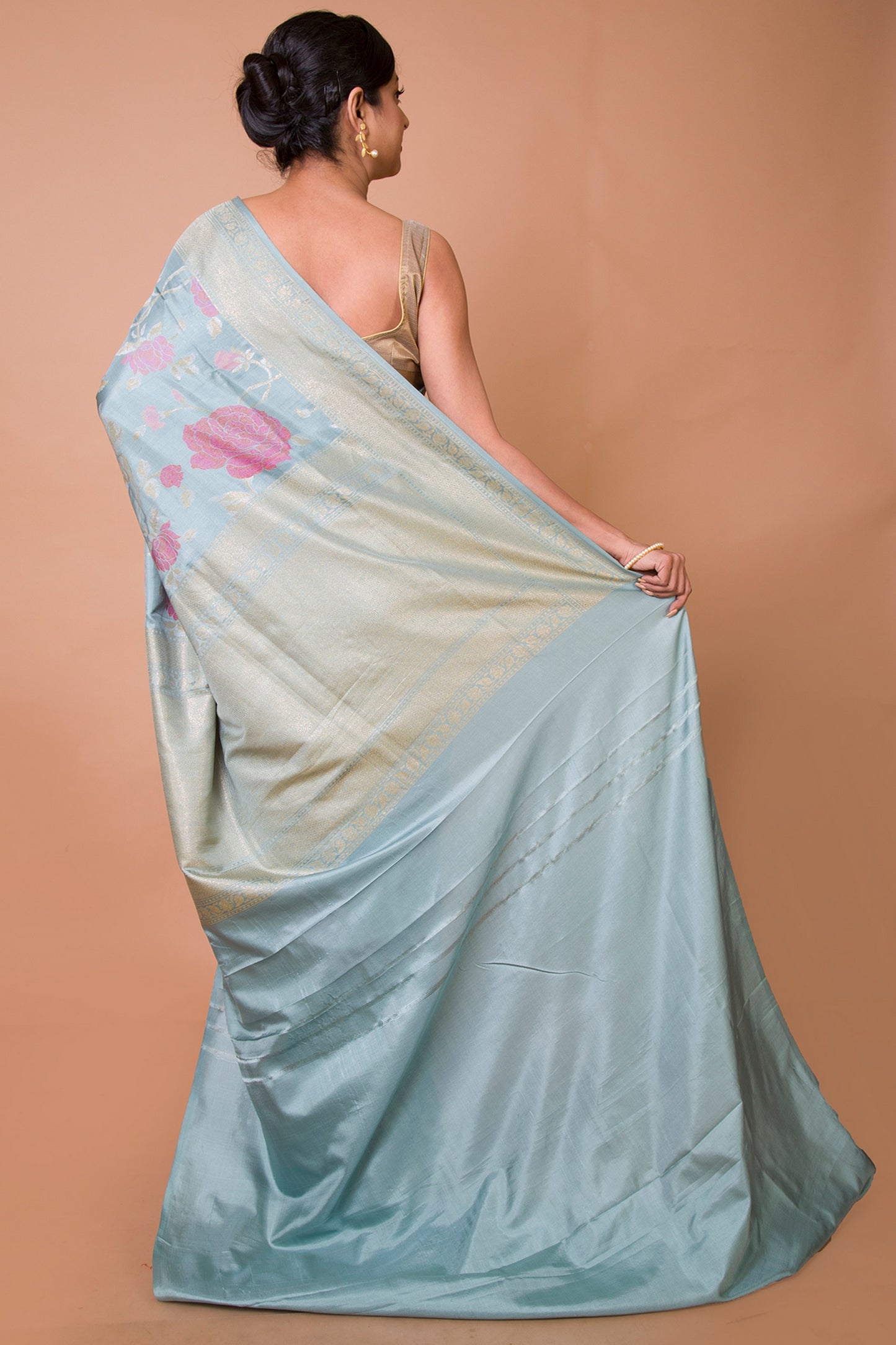 Banarasi Silk Jaal Pastel Blue Saree