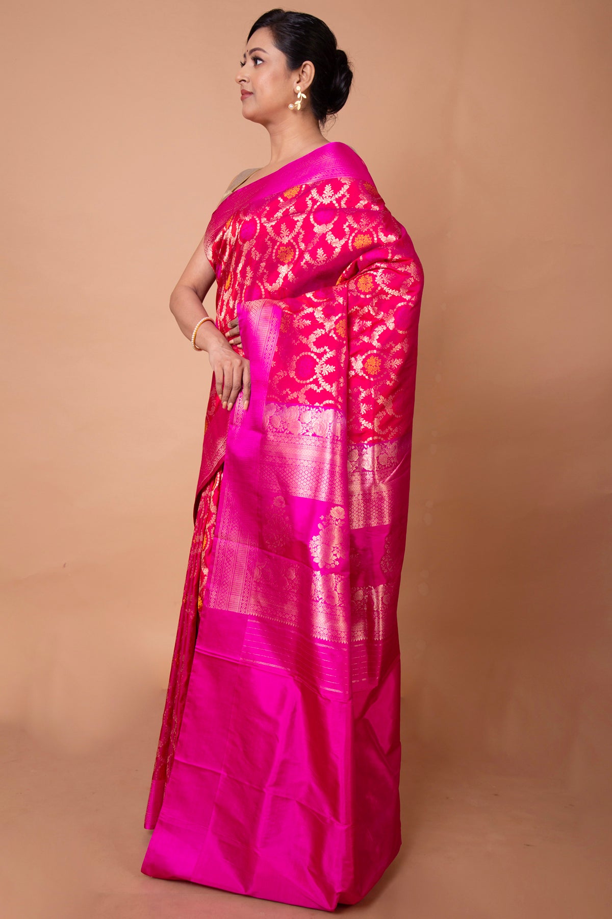 Banarasi Silk Floral Brocade Pink Saree