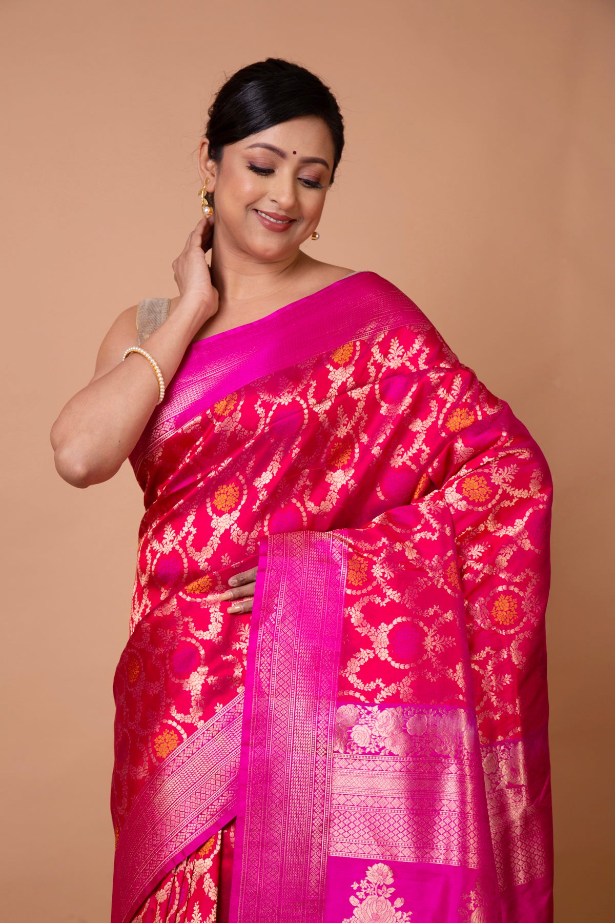 Banarasi Silk Floral Brocade Pink Saree