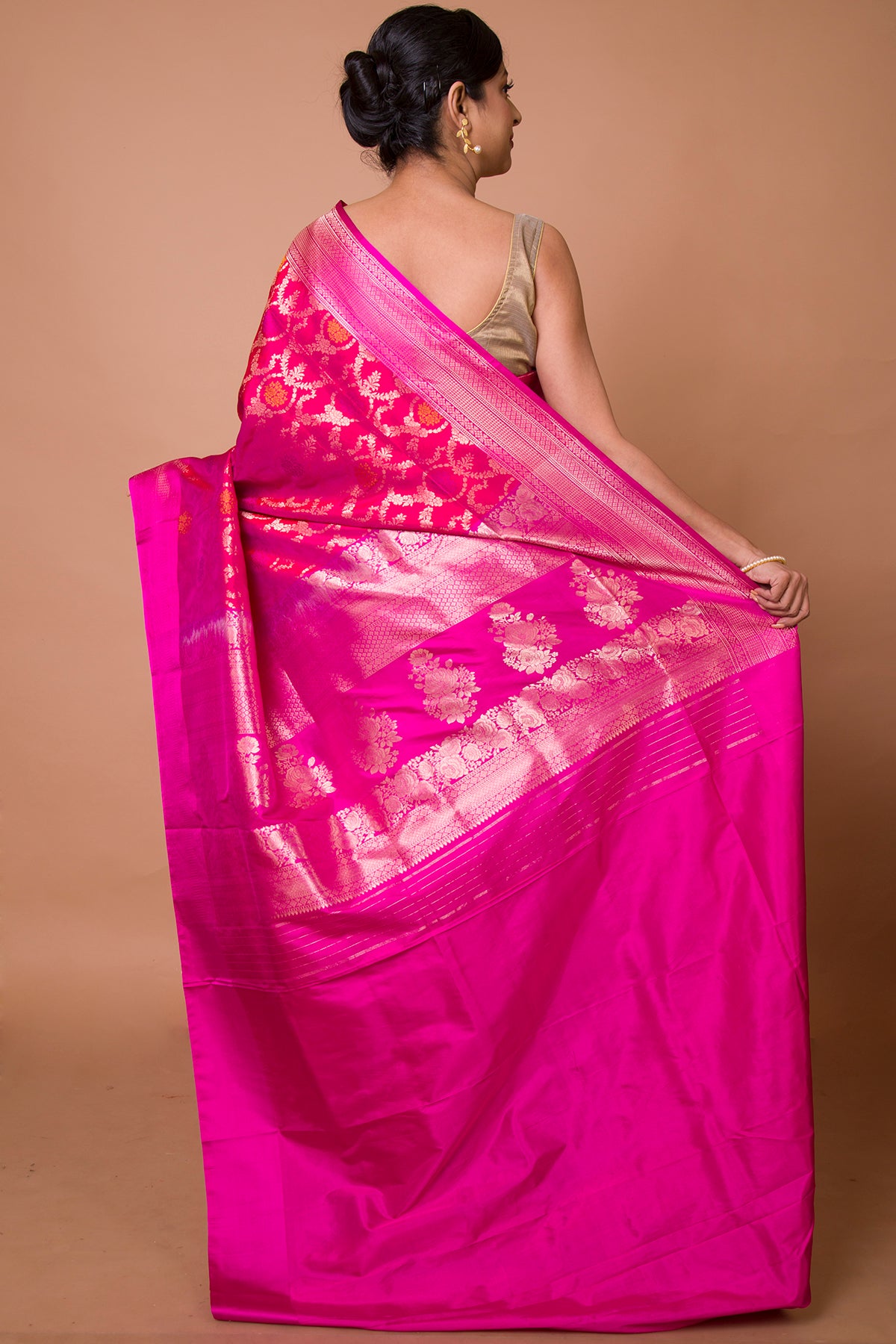 Banarasi Silk Floral Brocade Pink Saree