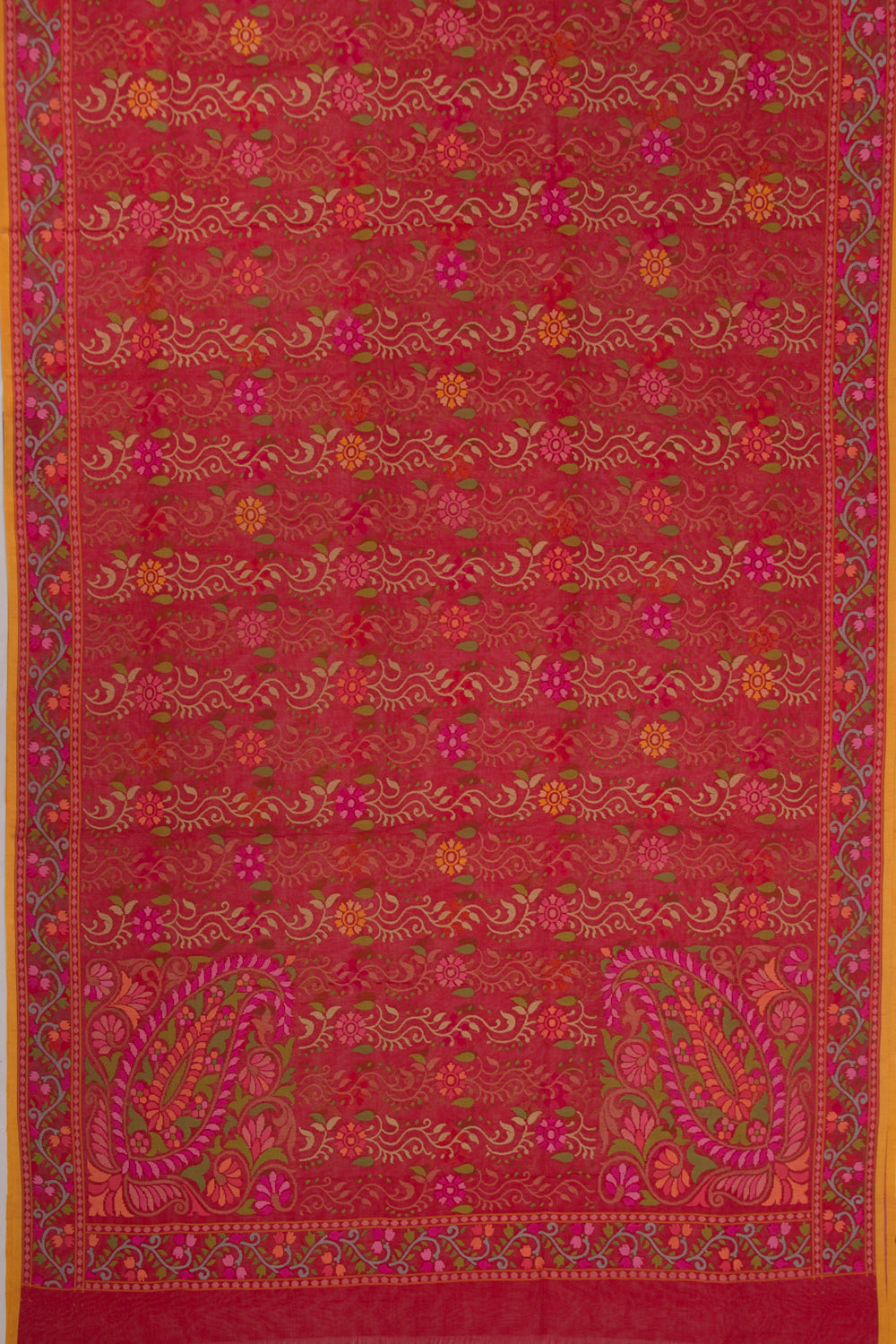 Banarasi Cotton Jamdani Raktambari Saree