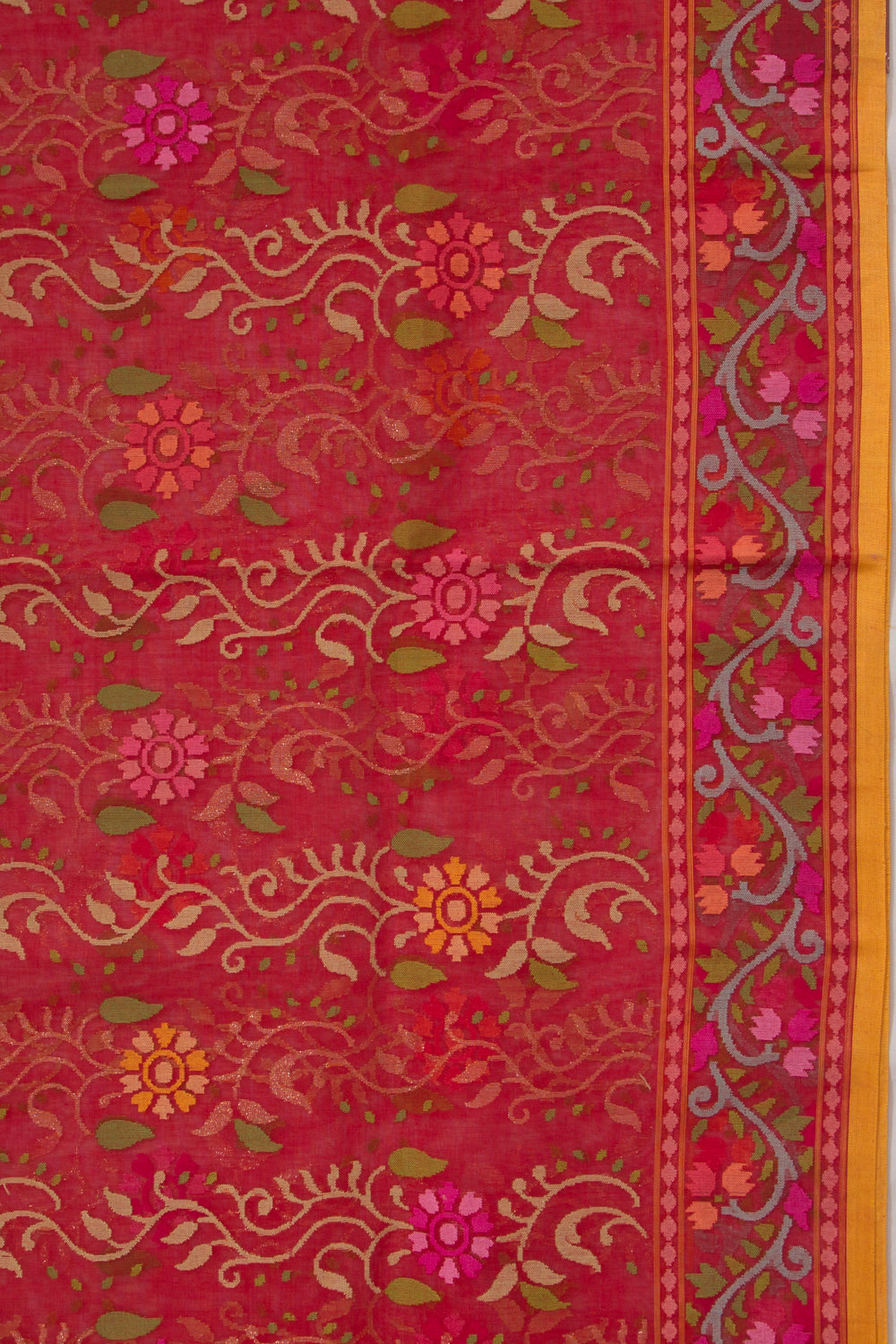 Banarasi Cotton Jamdani Raktambari Saree