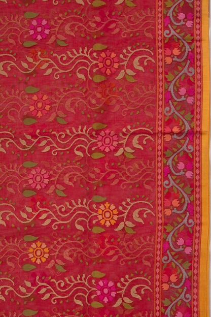 Banarasi Cotton Jamdani Raktambari Saree