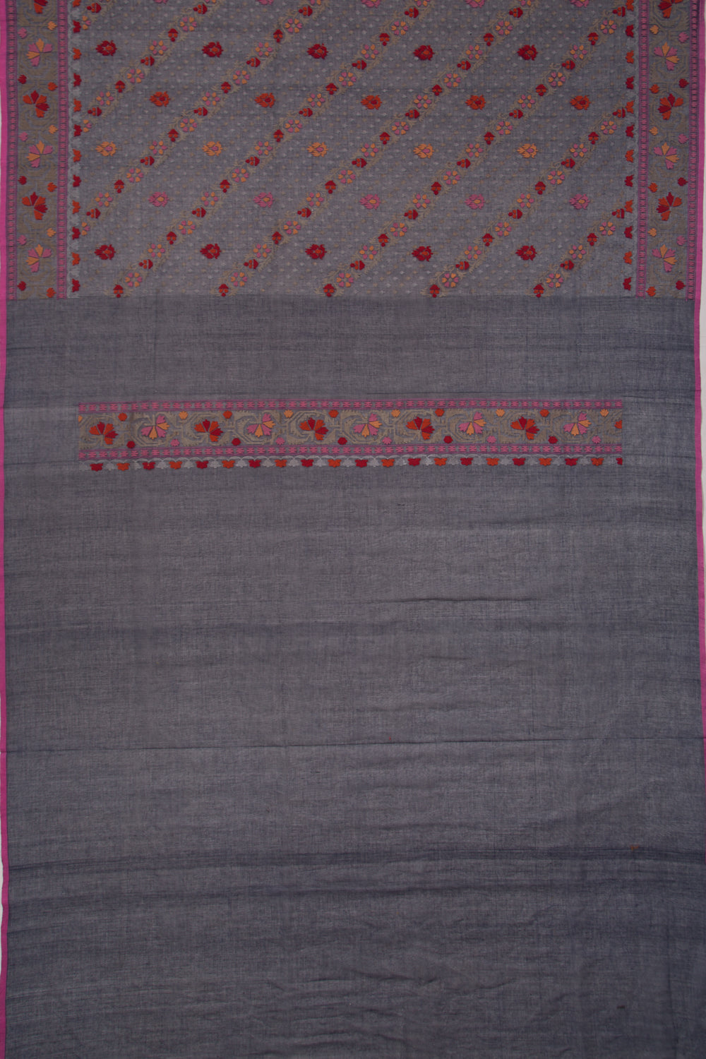 Banarasi Cotton Jamdani Neelambari Saree