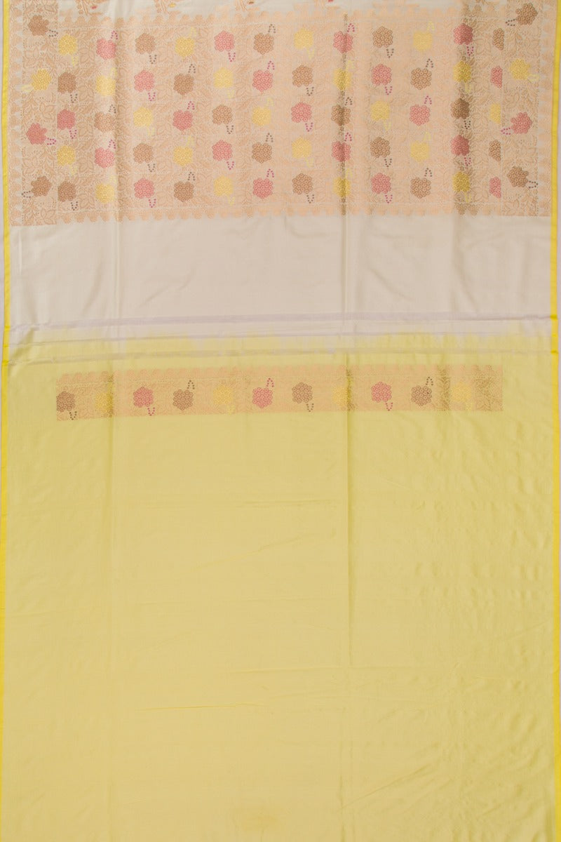 Banarasi Silk Jaal And Meenakari Cream Saree
