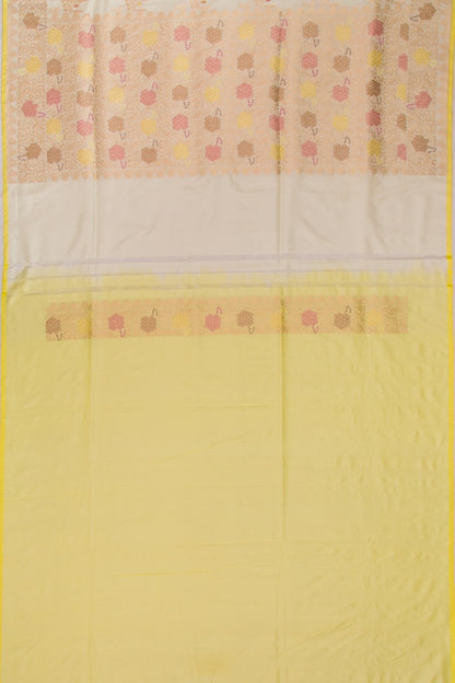 Banarasi Silk Jaal And Meenakari Cream Saree