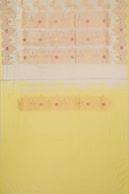 Banarasi Silk Jaal And Meenakari Cream Saree