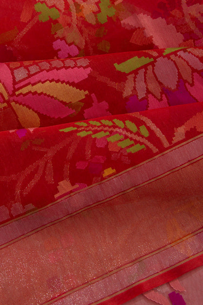 Banarasi Cotton Jamdani All Over Rakthambari Saree