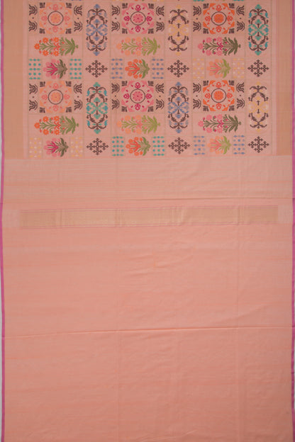 Banarasi Cotton Jamdani Peach Saree