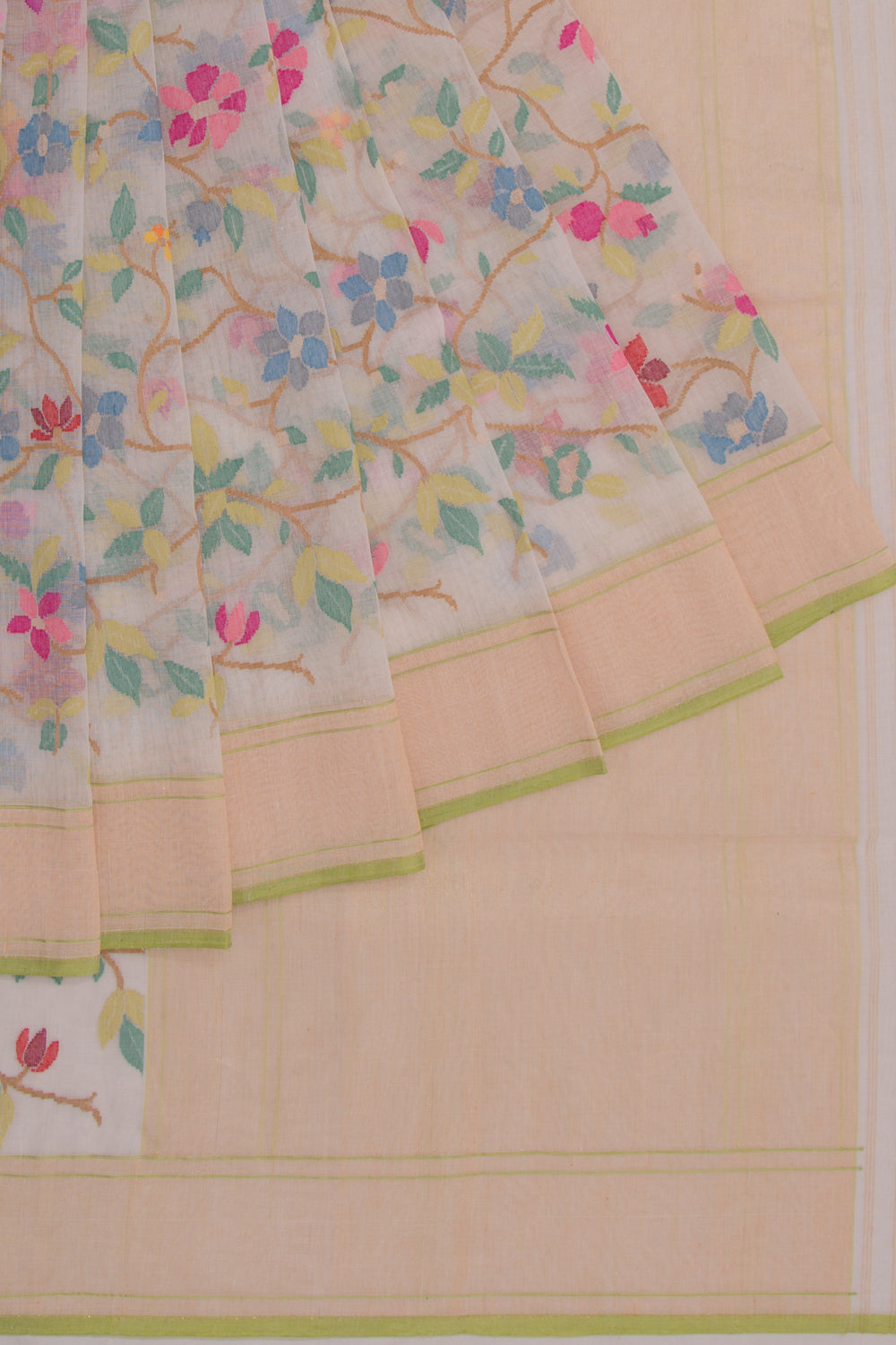 Banarasi Cotton Jamdani All Over Shwetambari Saree