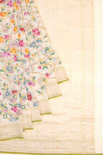 Banarasi Cotton Jamdani All Over Shwetambari Saree