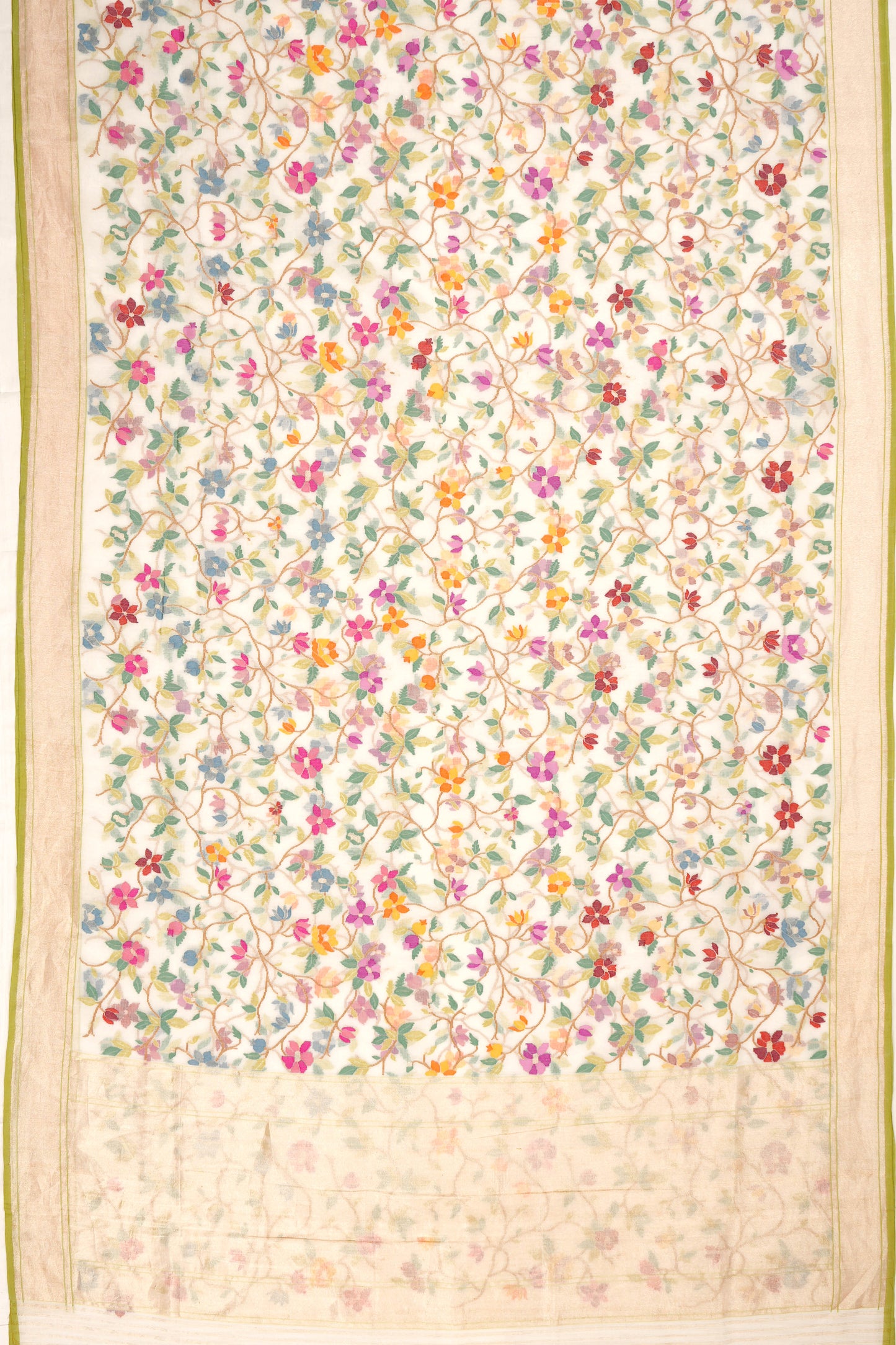 Banarasi Cotton Jamdani All Over Shwetambari Saree