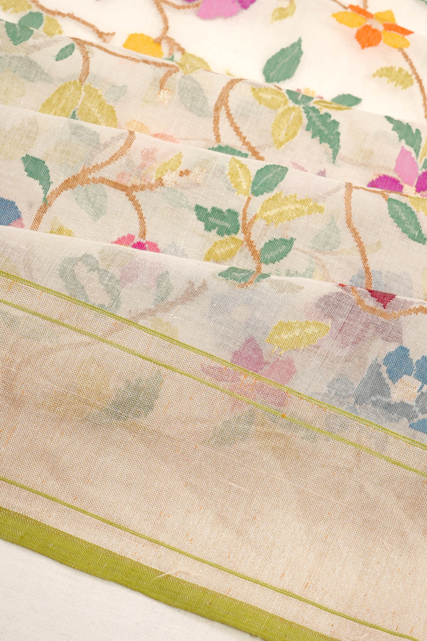 Banarasi Cotton Jamdani All Over Shwetambari Saree