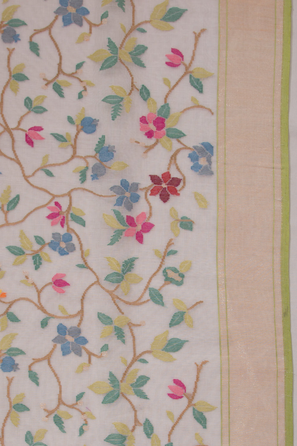 Banarasi Cotton Jamdani All Over Shwetambari Saree