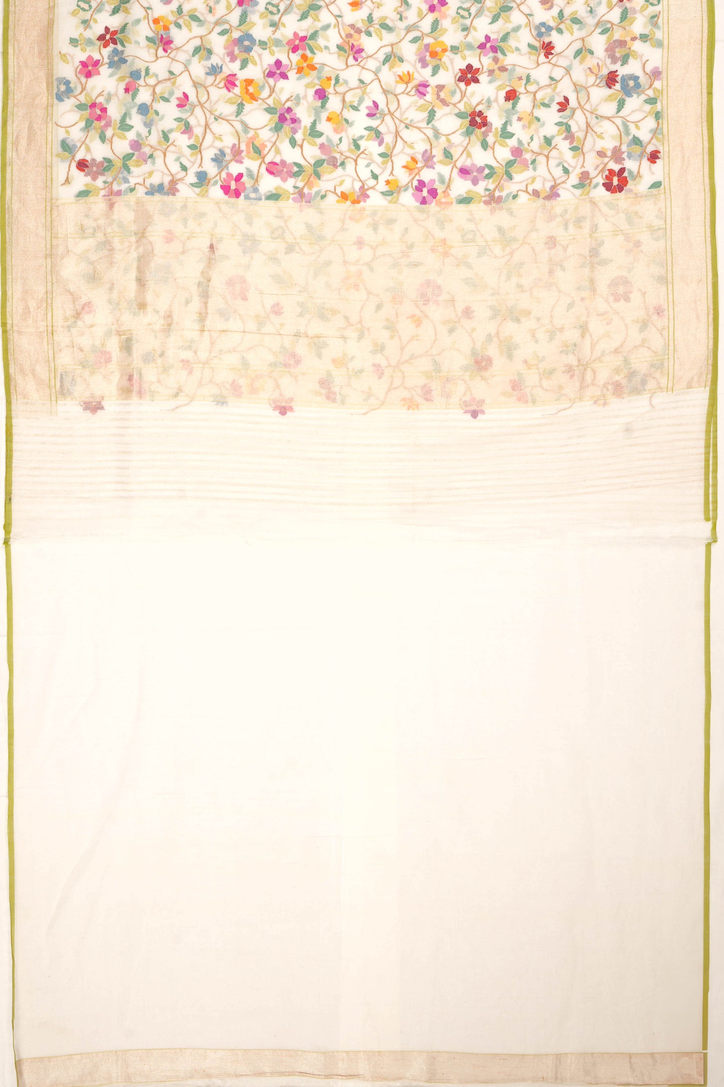 Banarasi Cotton Jamdani All Over Shwetambari Saree