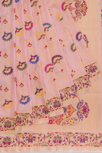 Banarasi Silk Jaal Baby Pink Saree