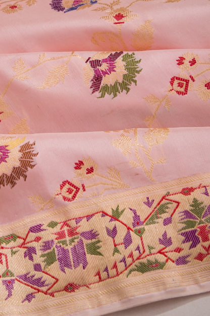 Banarasi Silk Jaal Baby Pink Saree