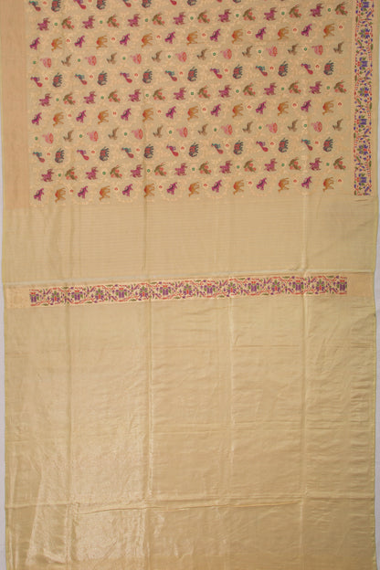 Banarasi Kora Organza Tissue Jaal Cream Saree