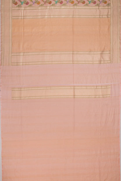 Banarasi Silk Tissue Jaal Peach Saree