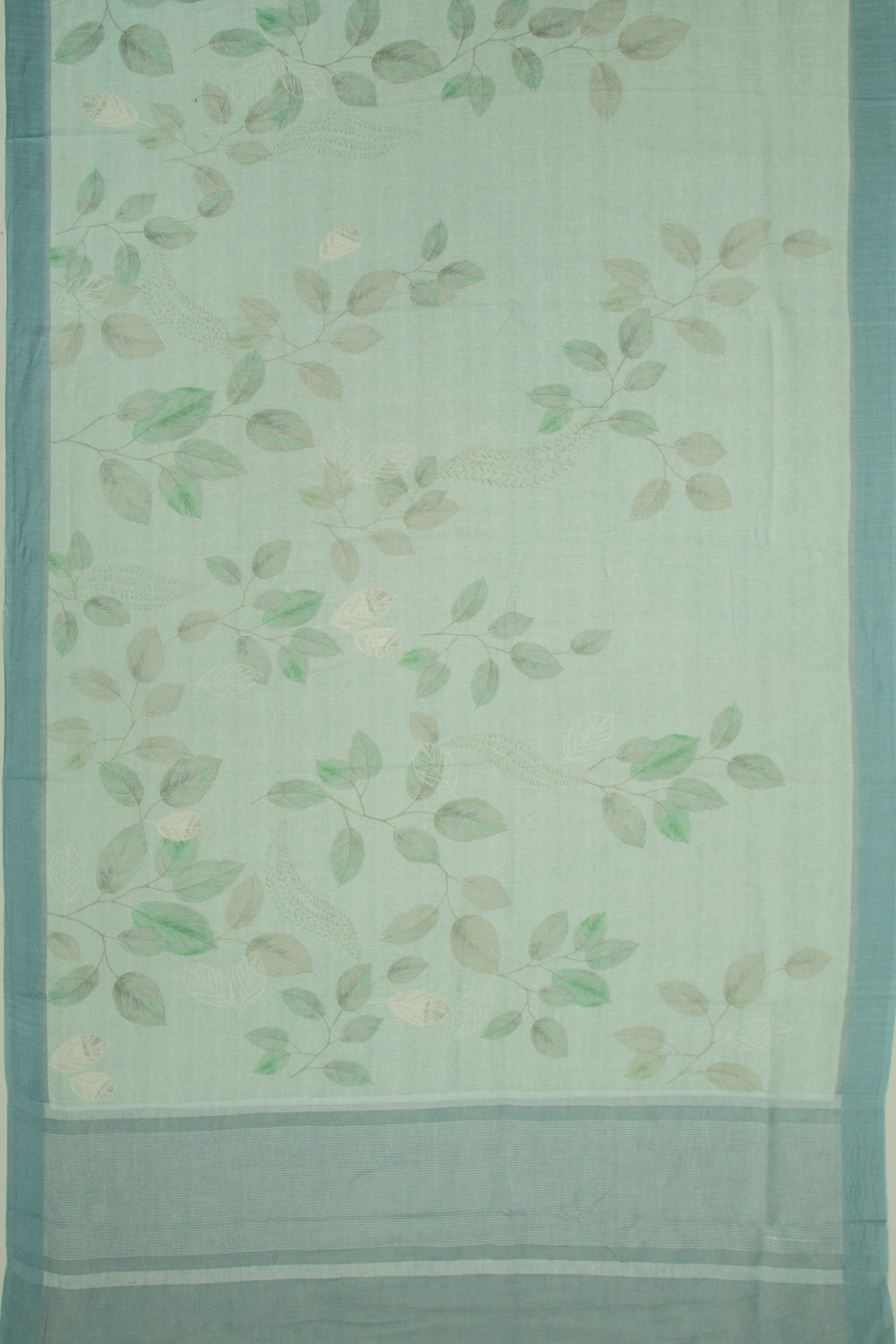 Linen Floral Printed Sky Blue Saree