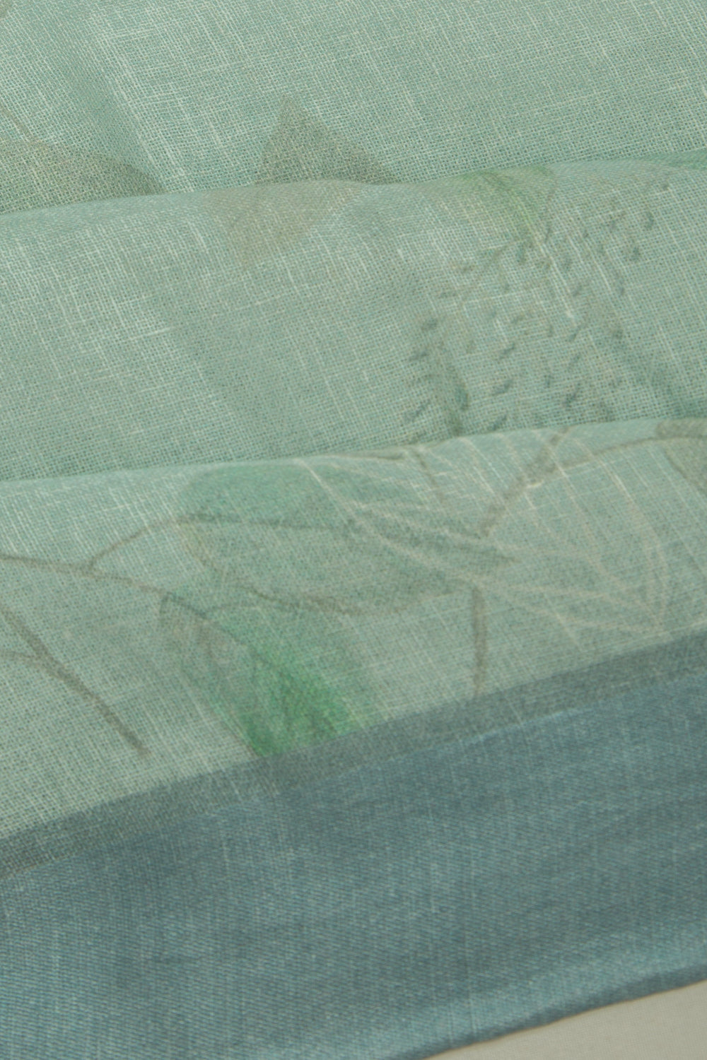 Linen Floral Printed Sky Blue Saree