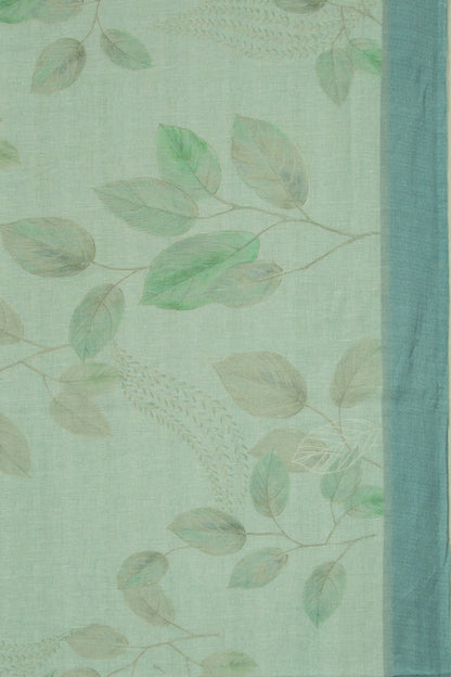 Linen Floral Printed Sky Blue Saree