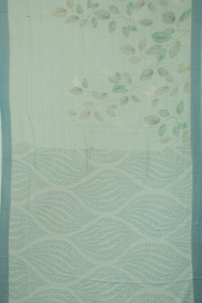 Linen Floral Printed Sky Blue Saree