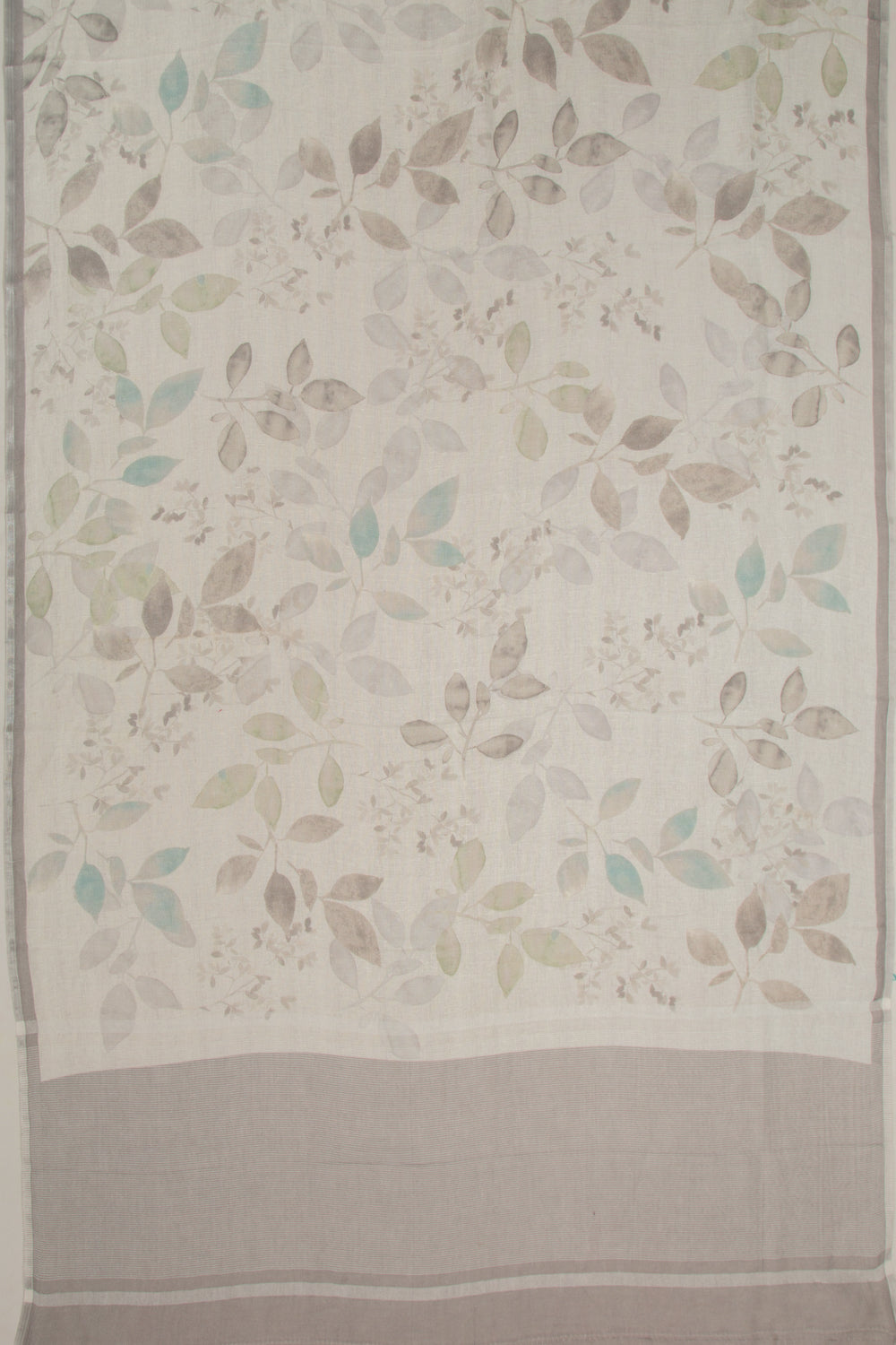 Linen Floral Printed Off White Saree