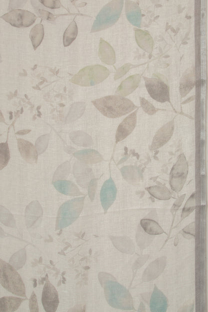 Linen Floral Printed Off White Saree
