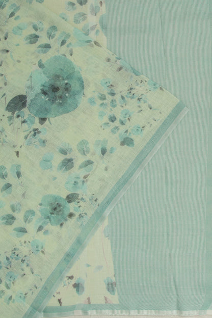 Linen Floral Printed Pastel Green Saree